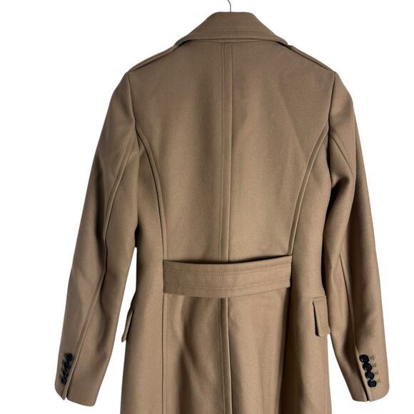 Reiss Camel Tan Wool l Double Breasted Long Coat Size 2 - Picture 4 of 9
